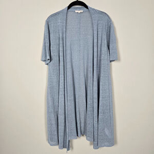 Eileen Fisher Womens Linen Open Front Cardigan 2X Blue Beach Layers Lightweight